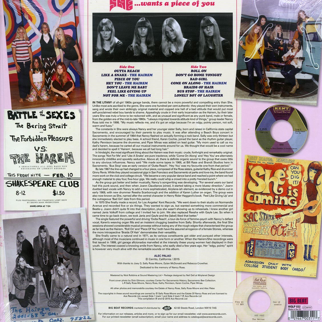 She - Wants A Piece Of You (180g) vinyl LP back cover