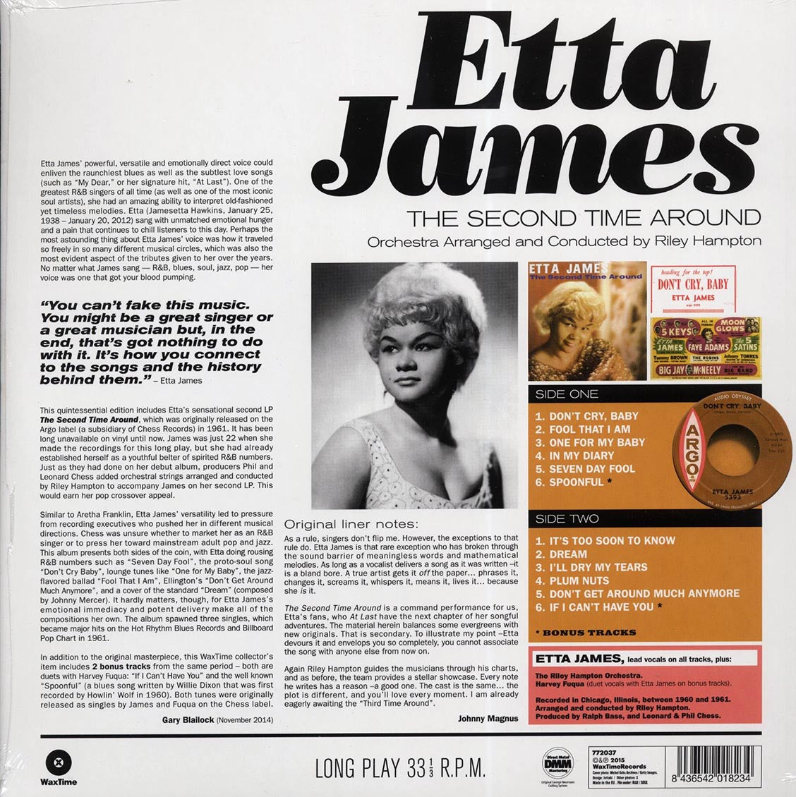 Etta James - The Second Time Around (incl. mp3) (180g) vinyl LP back cover