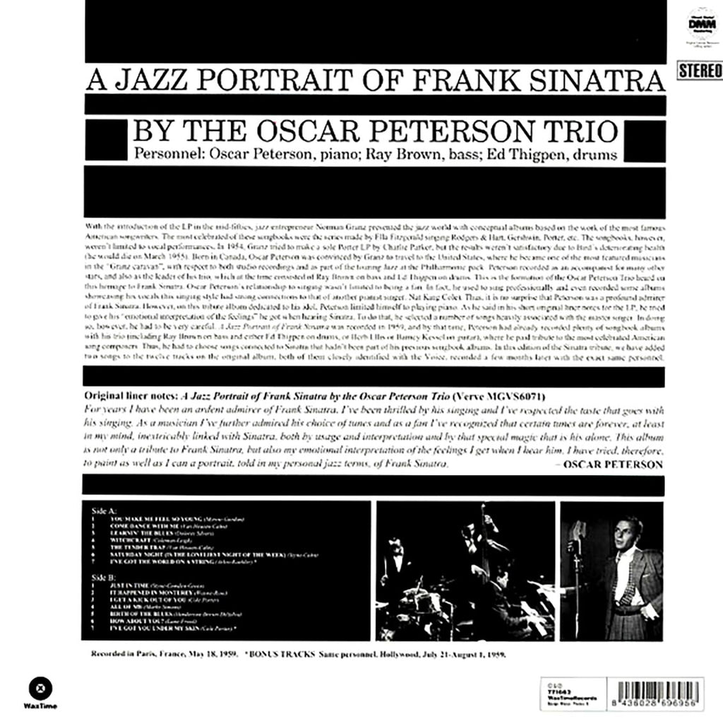 Oscar Peterson Trio - A Jazz Portrait Of Frank Sinatra By Oscar Peterson Trio (ltd. ed.) (180g) vinyl LP back cover