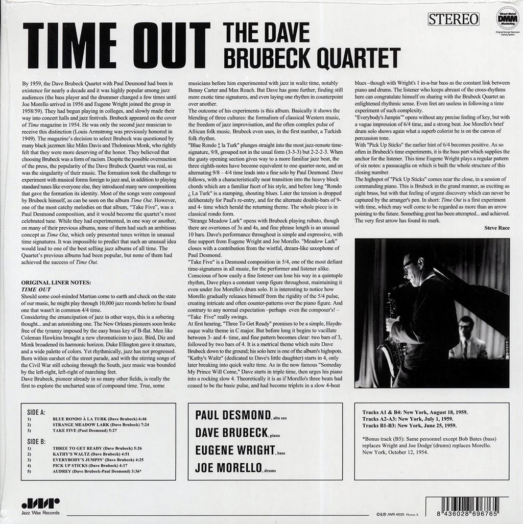Dave Brubeck Quartet - Time Out (ltd. ed.) (180g) (remastered) vinyl LP back cover