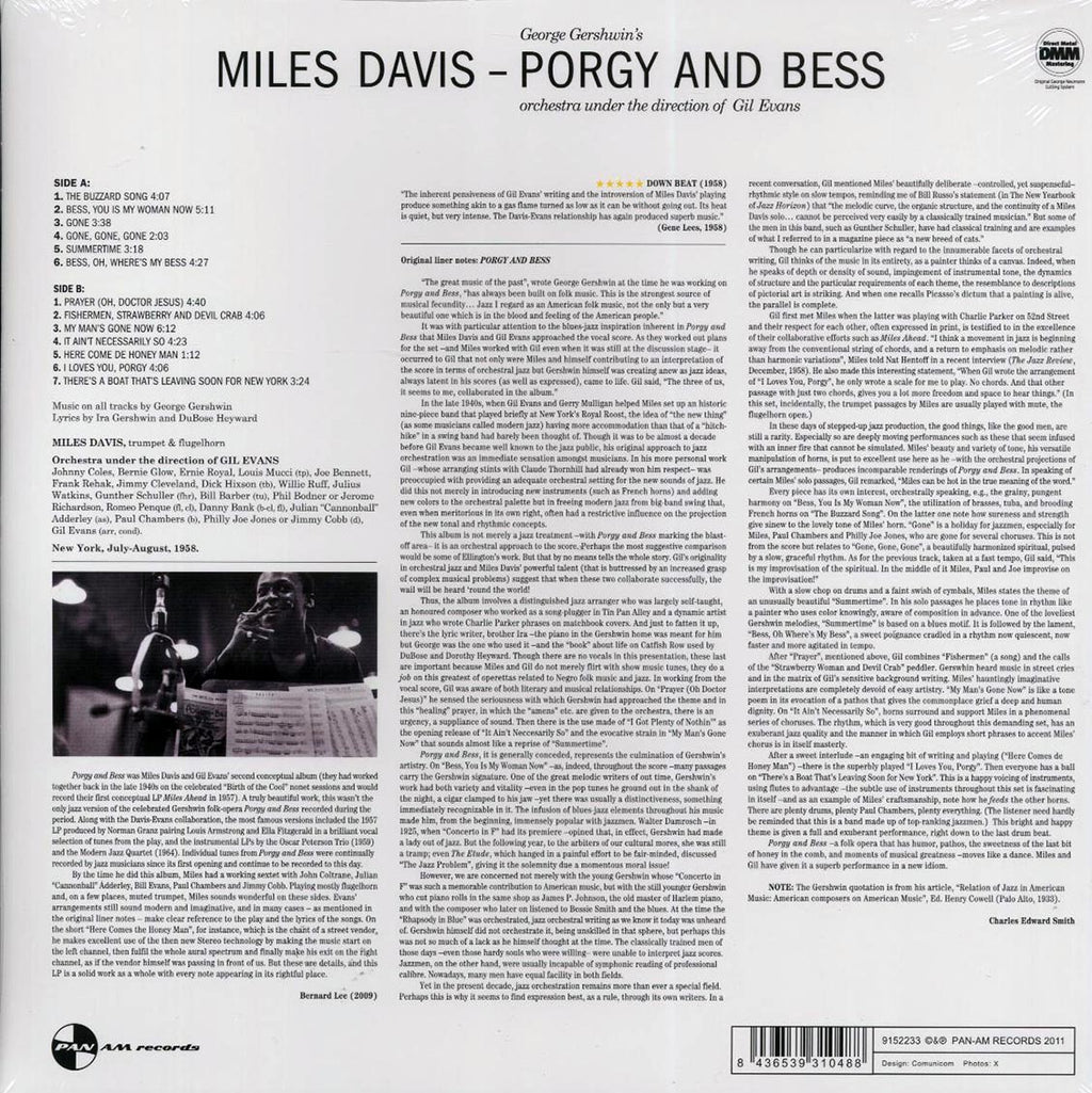 Miles Davis - Porgy And Bess (ltd. ed.) (180g) vinyl LP back cover