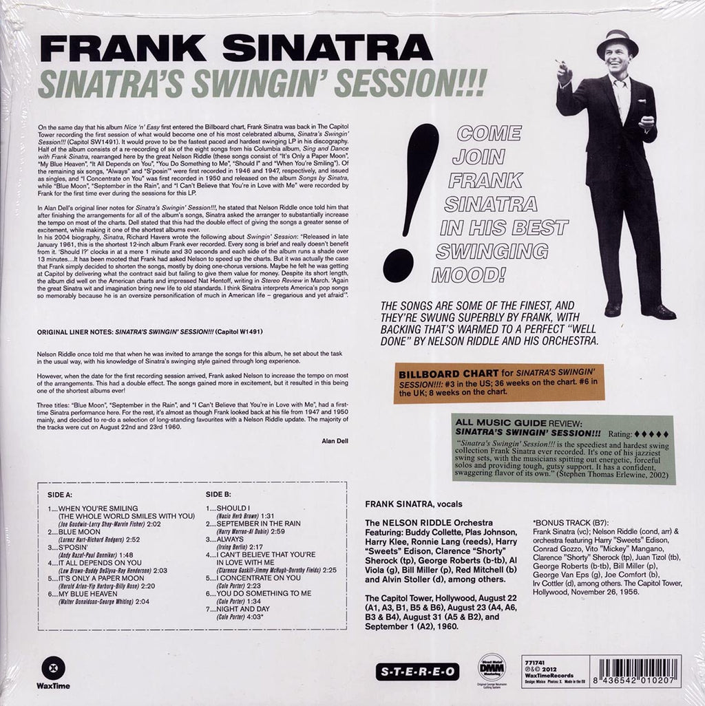 Frank Sinatra - Sinatra's Swingin' Session!!! (180g) vinyl LP back cover