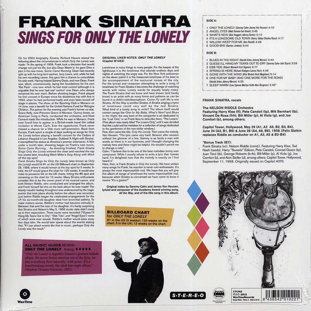 Frank Sinatra - Only The Lonely (+bonus track) (ltd. ed.) (180g) (remastered) vinyl LP back cover