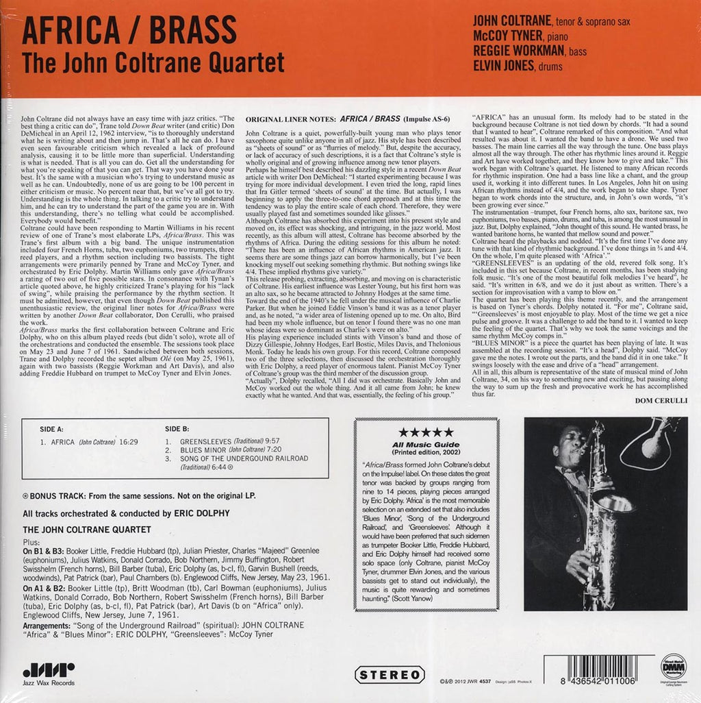 John Coltrane Quartet - Africa/Brass (+bonus track) (ltd. ed.) (180g) (remastered) vinyl LP back cover