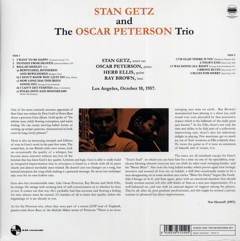 Stan Getz & Oscar Peterson Trio - Stan Getz & Oscar Peterson Trio (ltd. ed.) (180g) vinyl LP back cover