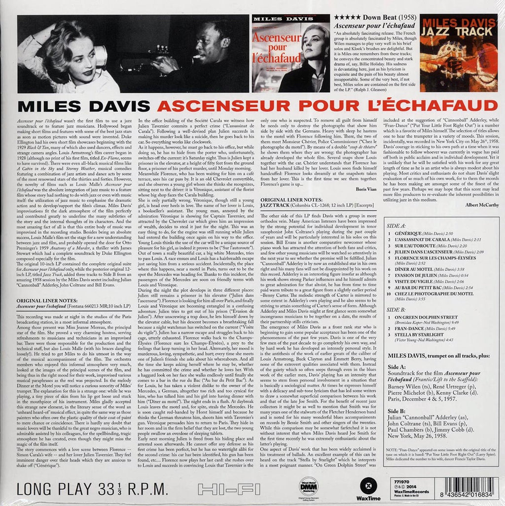 Miles Davis - Ascenseur Pour L'Echafaud (ltd. ed.) (180g) vinyl LP back cover