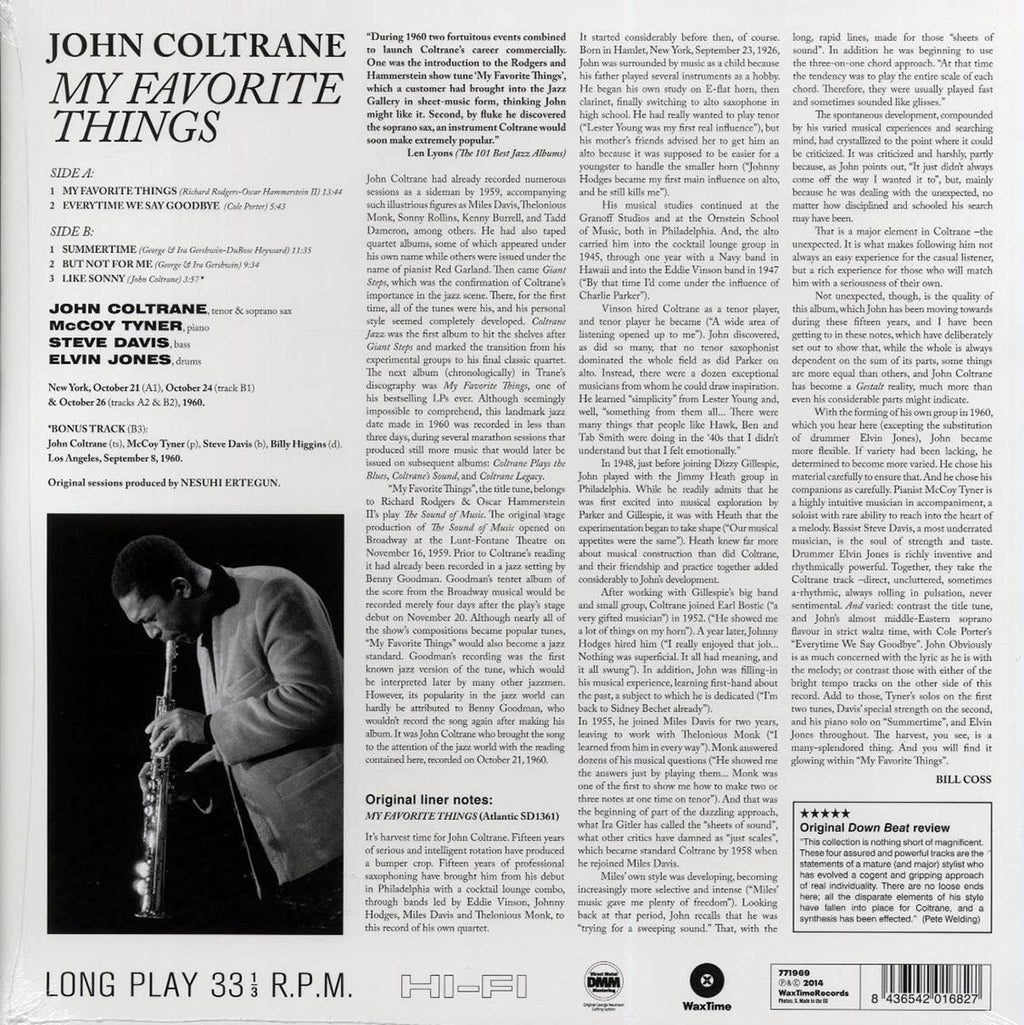 John Coltrane - My Favorite Things (+bonus track) (ltd. ed.) (180g) vinyl LP back cover