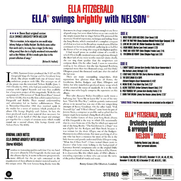 Ella Fitzgerald Ella Swings Brightly with Nelson 180 gram LP back cover