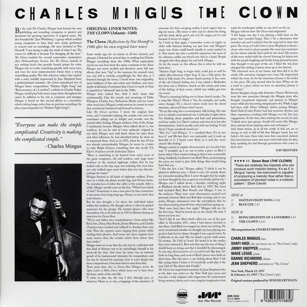 Charles Mingus - The Clown (ltd. ed.) (180g) vinyl LP back cover