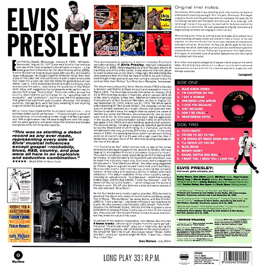 Elvis Presley - Elvis Presley (incl. mp3) (180g) vinyl LP back cover