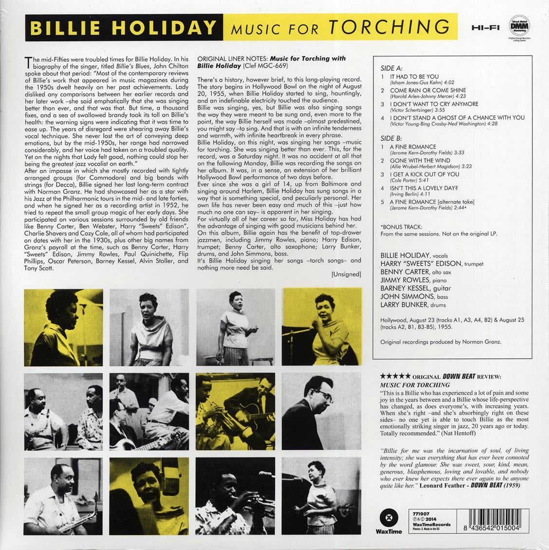 Billie Holiday - Music For Torching (ltd. ed.) (180g) (remastered) vinyl LP back cover