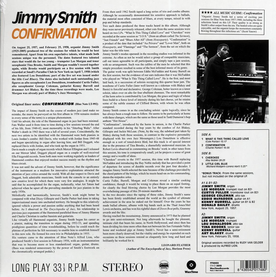 Jimmy Smith - Confirmation (+bonus track) (ltd. ed.) (180g) vinyl LP back cover