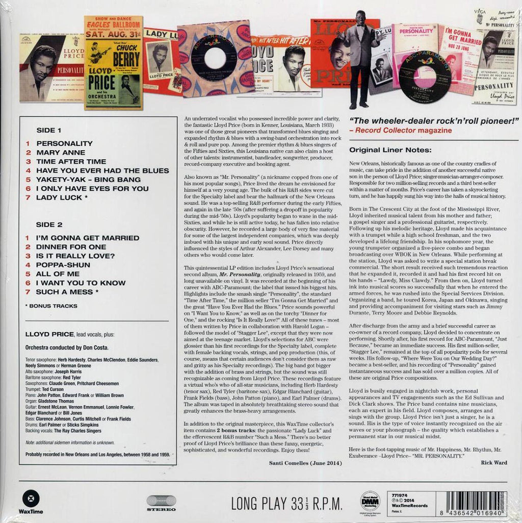 Lloyd Price - Mr. Personality (+2 bonus tracks) (ltd. ed.) (180g) vinyl LP back cover