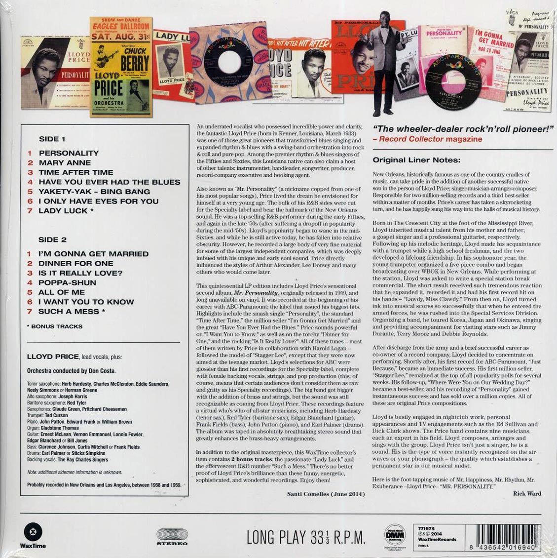 Lloyd Price - Mr. Personality (+2 bonus tracks) (ltd. ed.) (180g) vinyl LP back cover