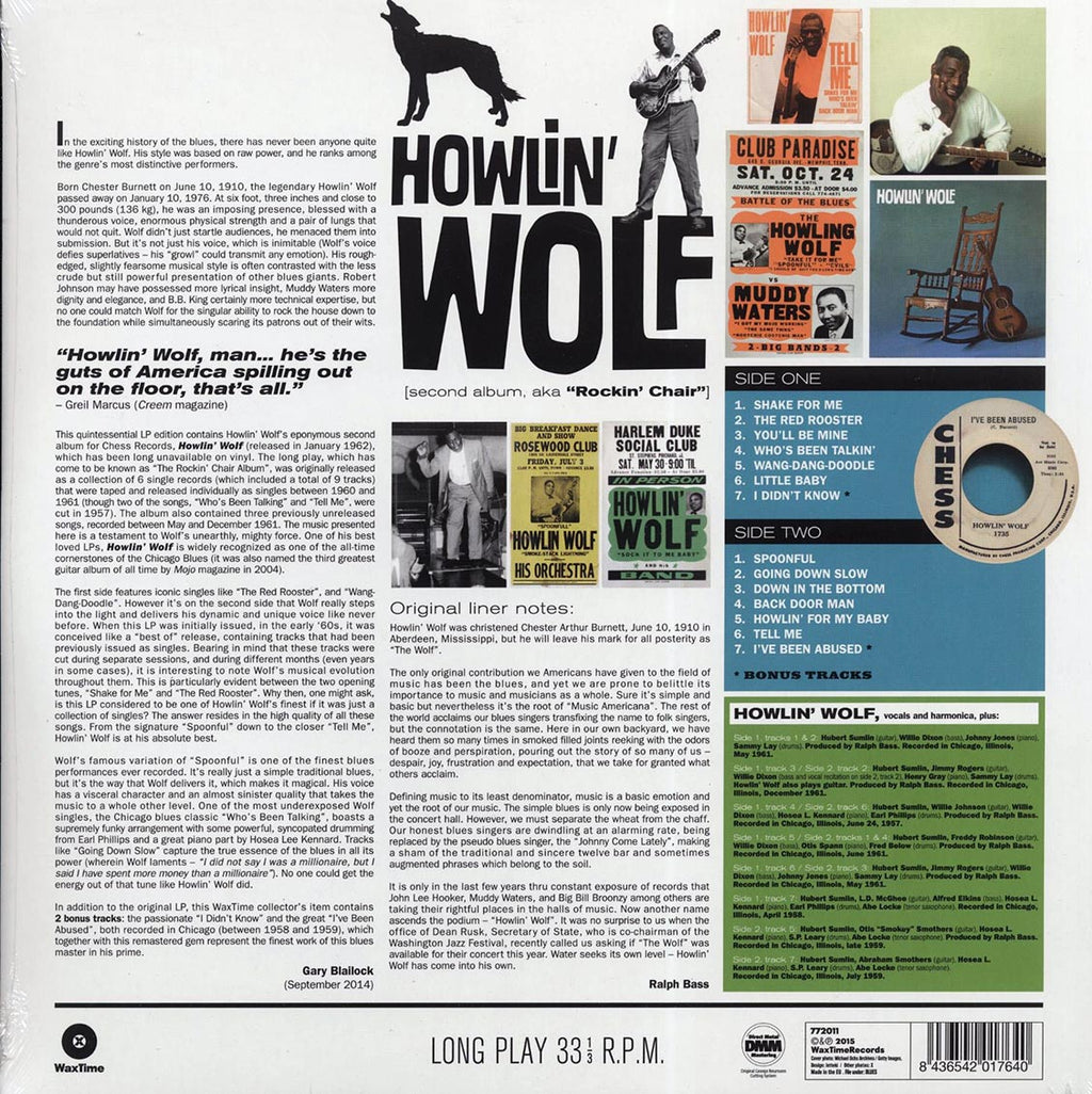 Howlin' Wolf - Holwin' Wolf (Rockin' Chair) (+2 bonus tracks) (ltd. ed.) (180g) vinyl LP back cover