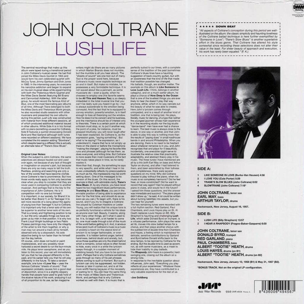 John Coltrane - Lush Life (+bonus track) (ltd. ed.) (180g) vinyl LP back cover