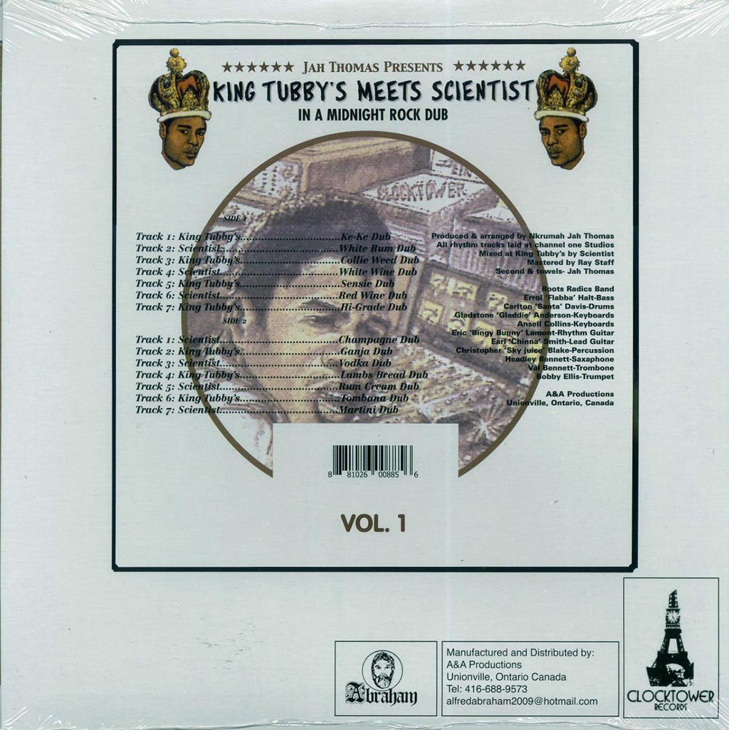 King Tubby - King Tubby Meets Scientist In A Midnight Rock Dub Volume 1 vinyl LP back cover