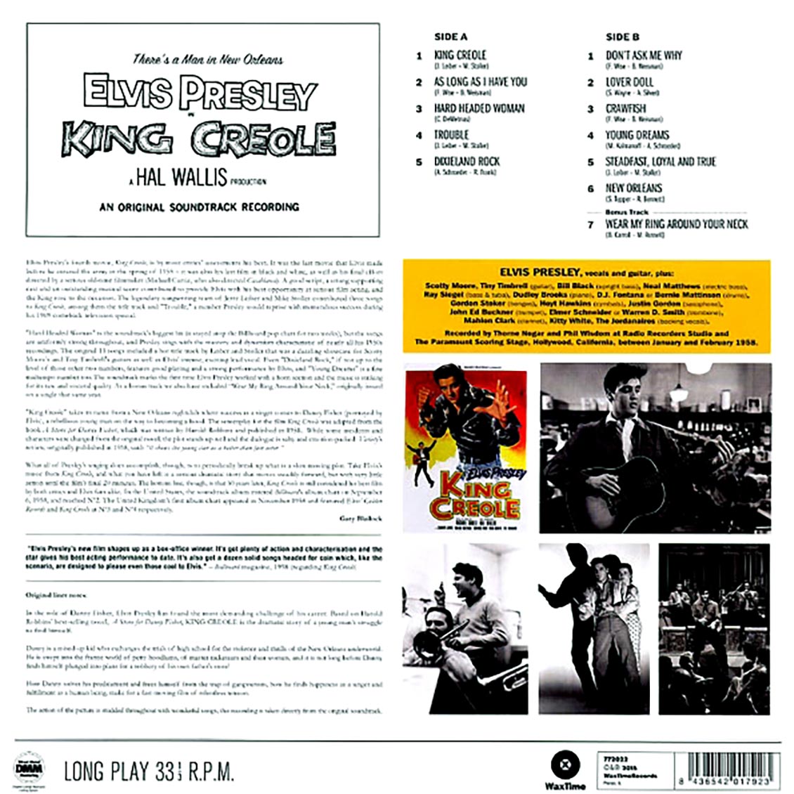 Elvis Presley - King Creole: An Original Soundtrack Recording (ltd. ed.) (180g) vinyl LP back cover