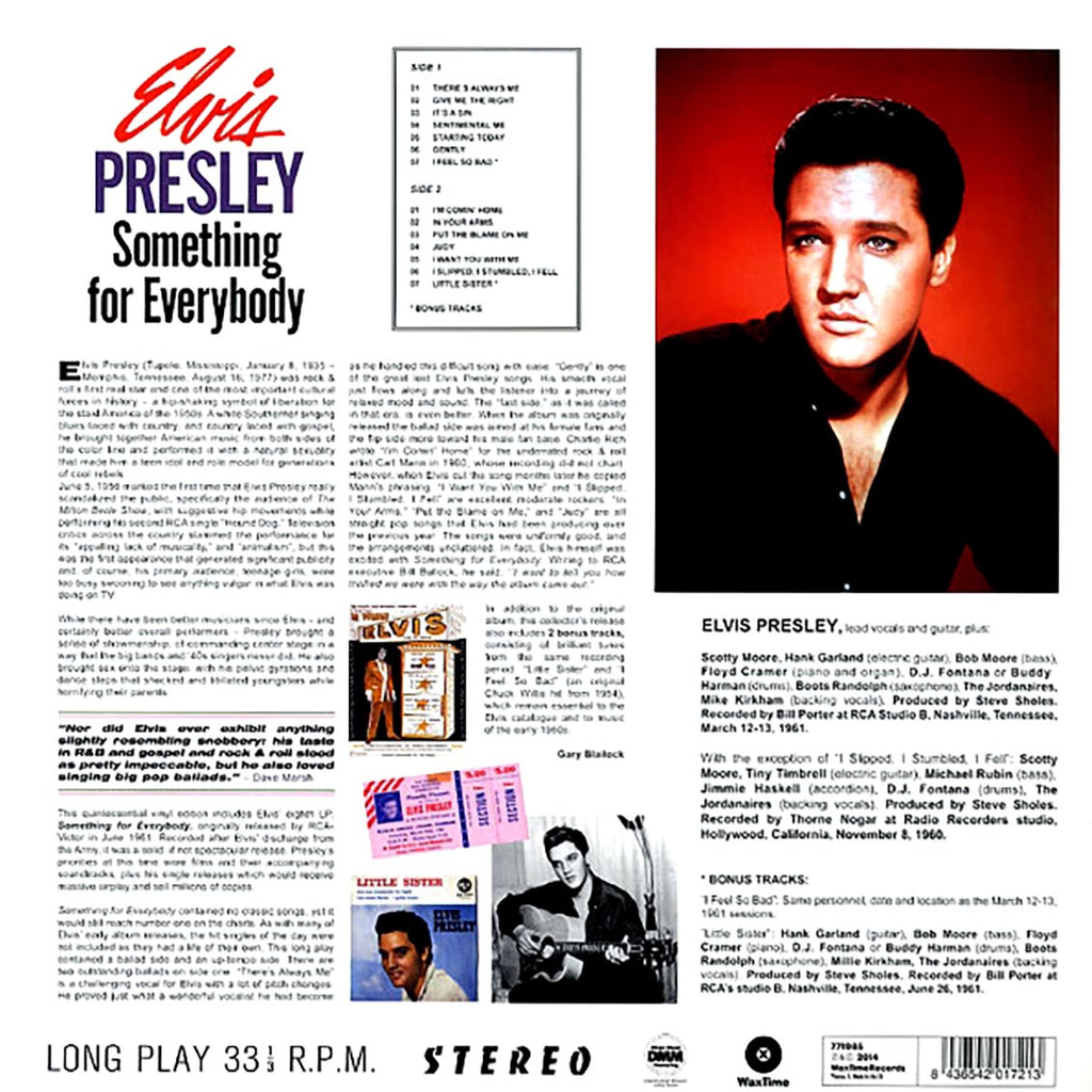 Elvis Presley - Something For Everybody (+2 bonus tracks) (ltd. ed.) (180g) vinyl LP back cover