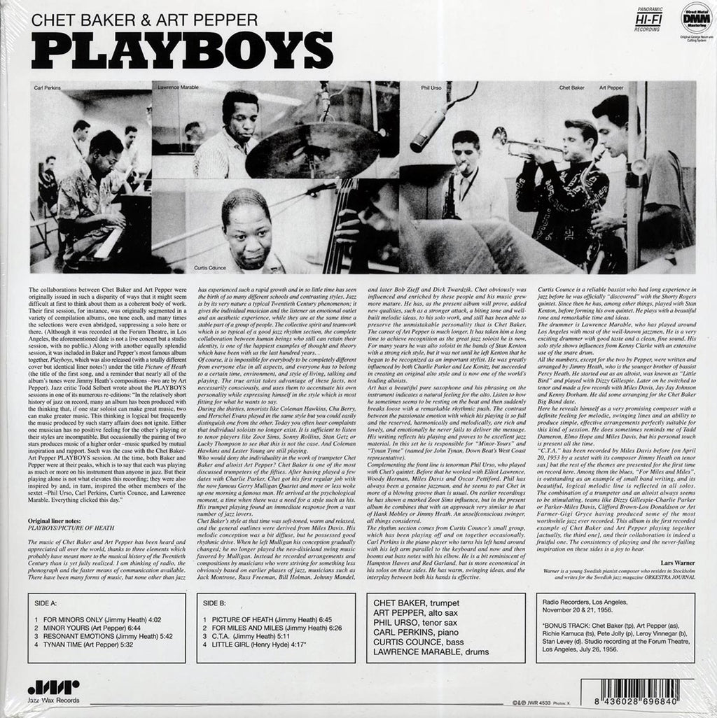Chet Baker, Art Pepper - Playboys (ltd. ed.) (180g) (remastered) vinyl LP back cover