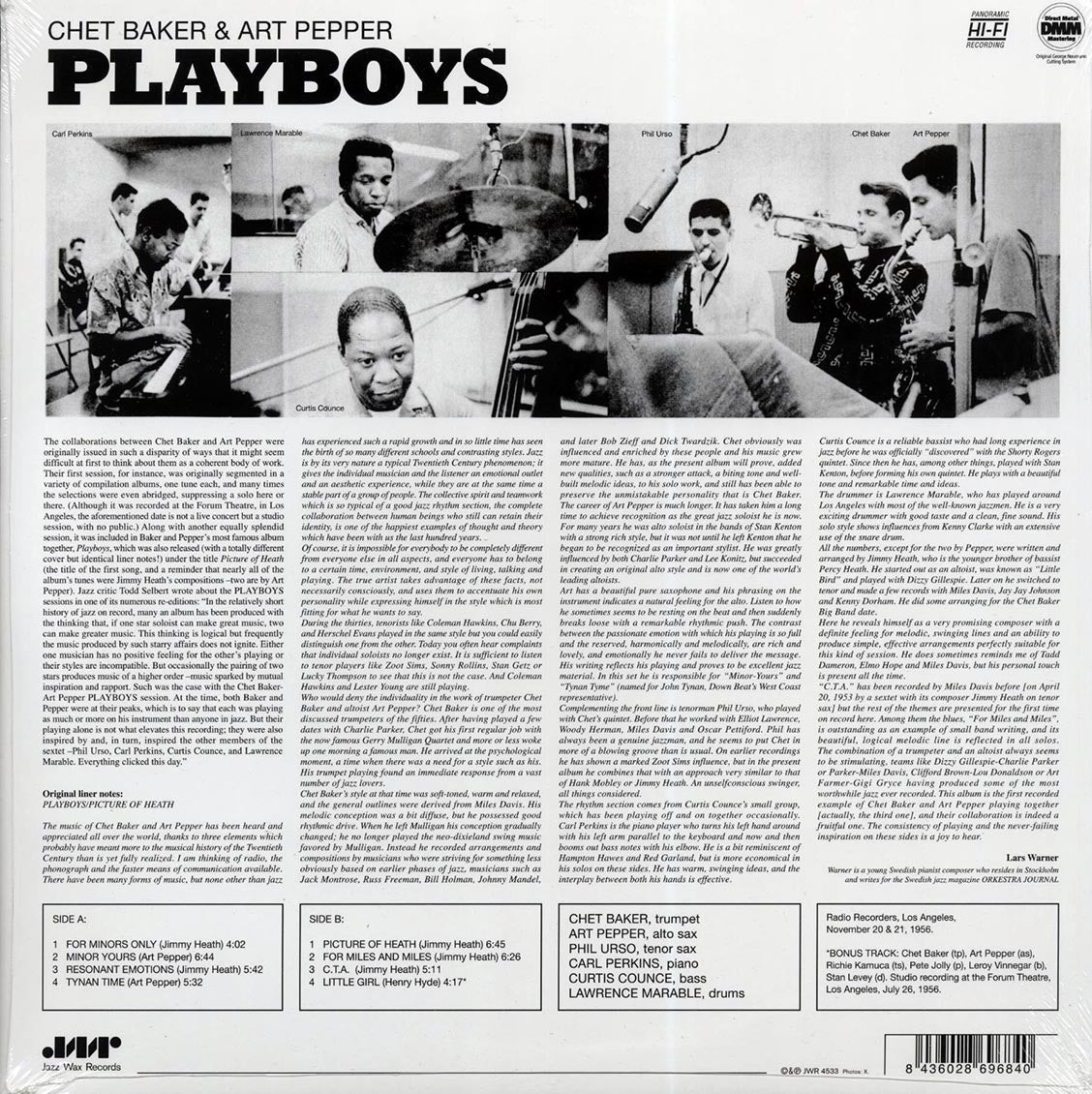 Chet Baker, Art Pepper - Playboys (ltd. ed.) (180g) (remastered) vinyl LP back cover