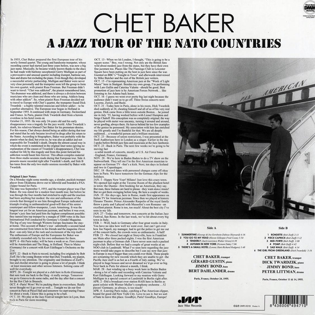 Chet Baker - Chet Baker In Europe: A Jazz Tour Of The Nato Countries (ltd. ed.) (180g) (remastered) vinyl LP back cover