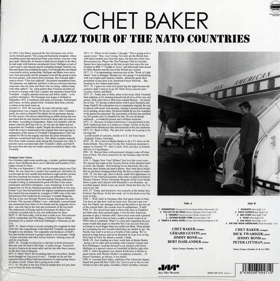 Chet Baker - Chet Baker In Europe: A Jazz Tour Of The Nato Countries (ltd. ed.) (180g) (remastered) vinyl LP back cover