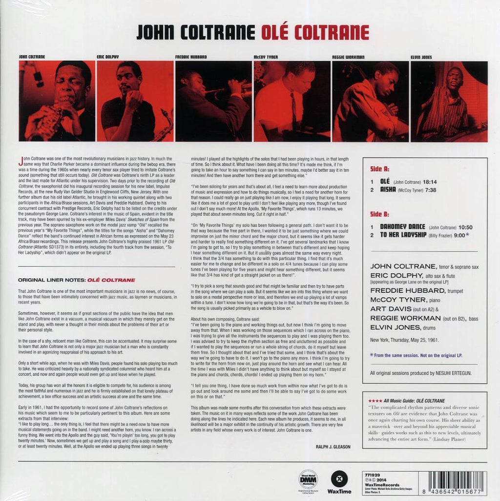 John Coltrane - Ole Coltrane: The Complete Session (+bonus track) (ltd. ed.) (180g) vinyl LP back cover