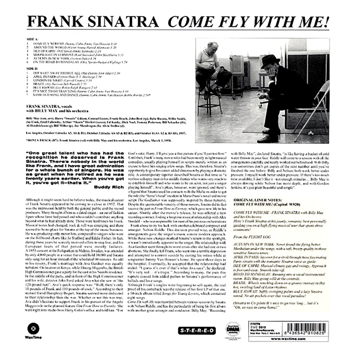 Frank Sinatra - Come Fly With Me! (+bonus track) (ltd. ed.) (180g) vinyl LP back cover