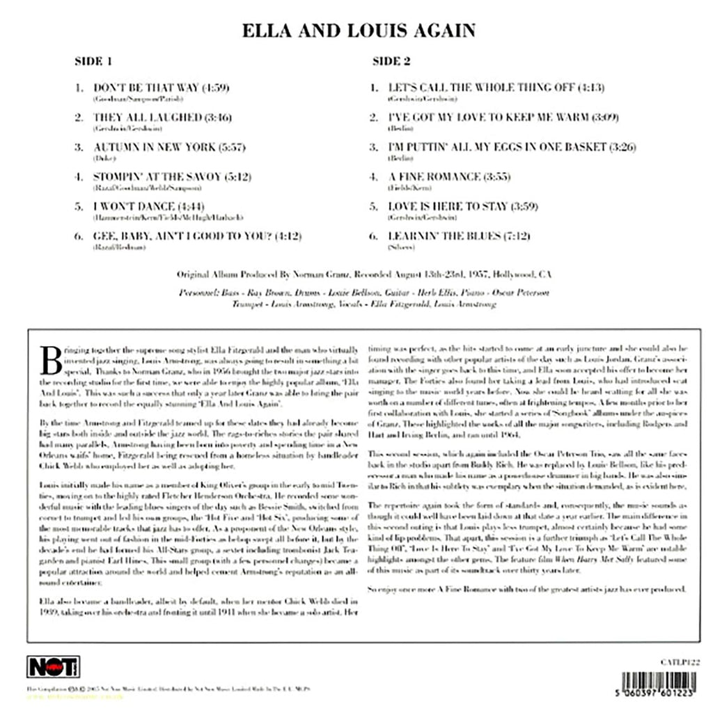 Ella Fitzgerald, Louis Armstrong - Ella & Louis Again (180g) vinyl LP back cover