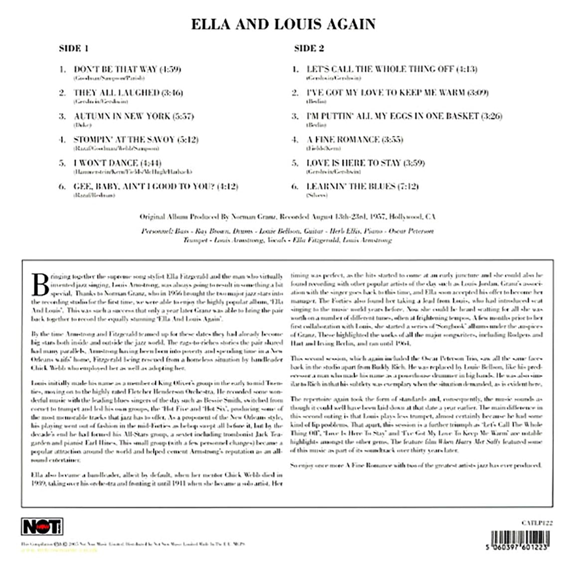 Ella Fitzgerald, Louis Armstrong - Ella & Louis Again (180g) vinyl LP back cover