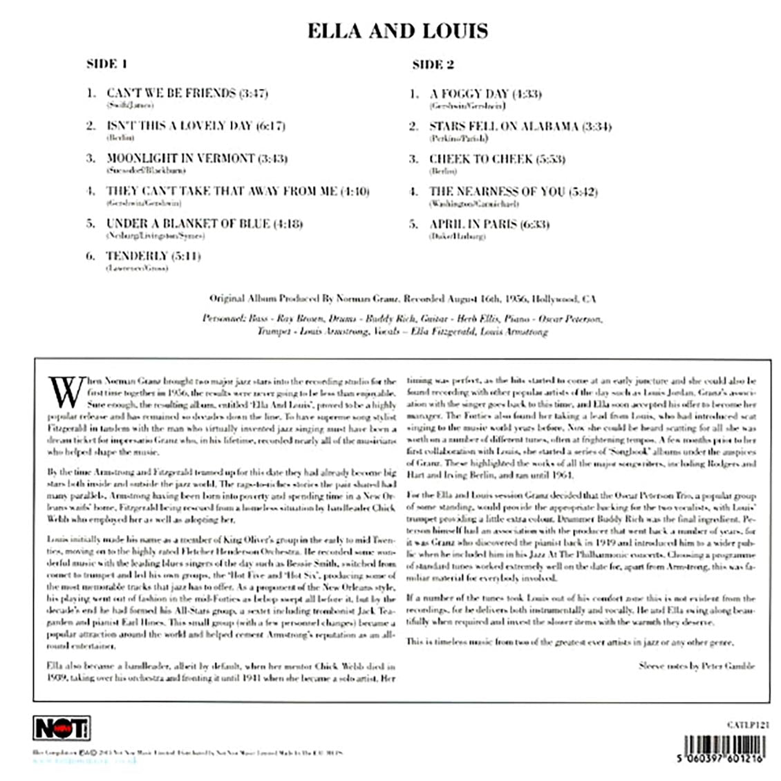Ella Fitzgerald, Louis Armstrong - Ella & Louis (180g) vinyl LP back cover