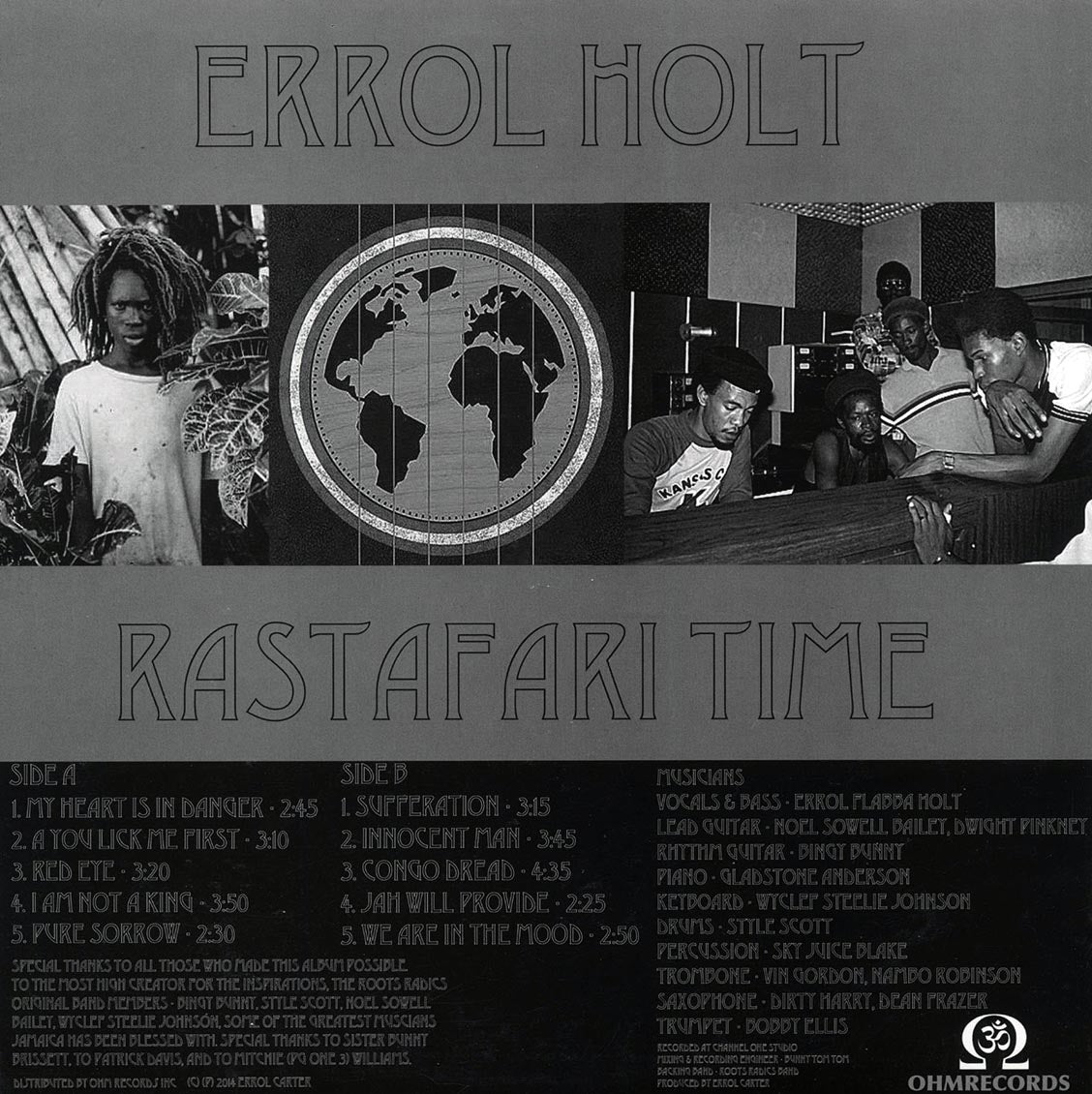 Errol Flabba Holt - Rastafari Time vinyl LP back cover
