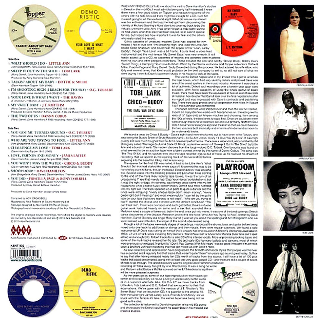 Little Ann, Chico & Buddy, OC Tolbert, Tobi Lake, etc. - Dave Hamilton's Detroit Dancers vinyl LP back cover