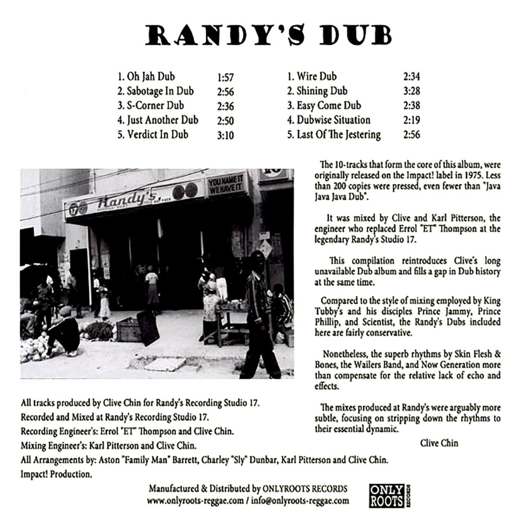 Impact All Stars - Randy's Dub vinyl LP back cover