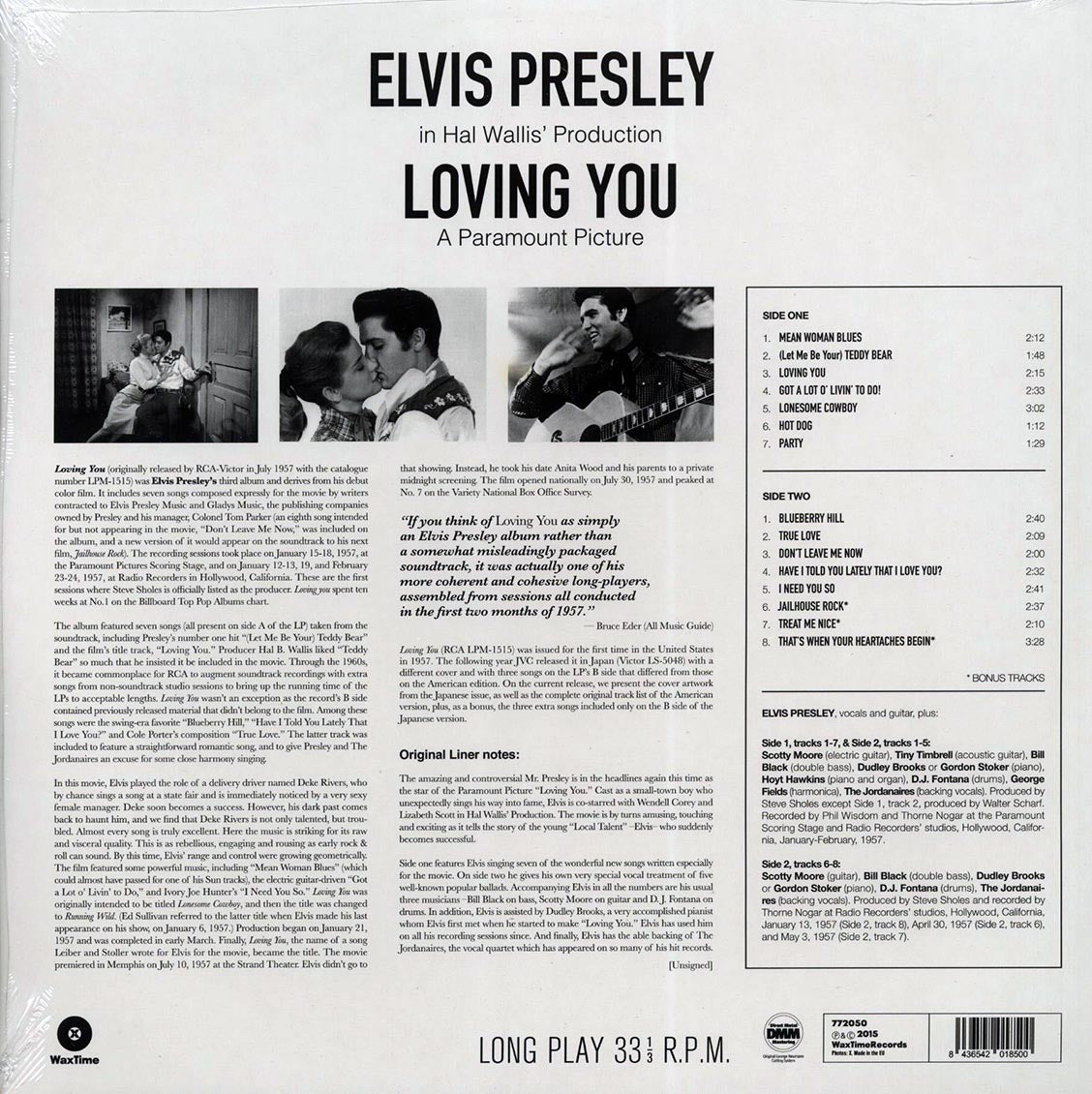 Elvis Presley - Loving You (incl. mp3) (180g) vinyl LP back cover