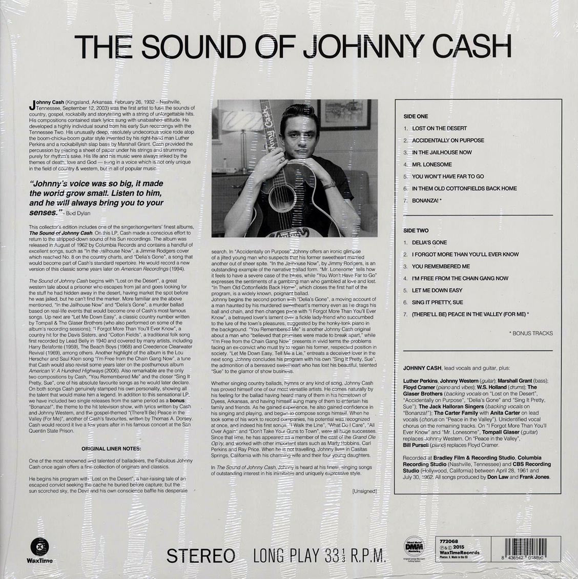 Johnny Cash - The Sound Of Johnny Cash (+2 bonus tracks) (ltd. ed.) (180g) vinyl LP back cover