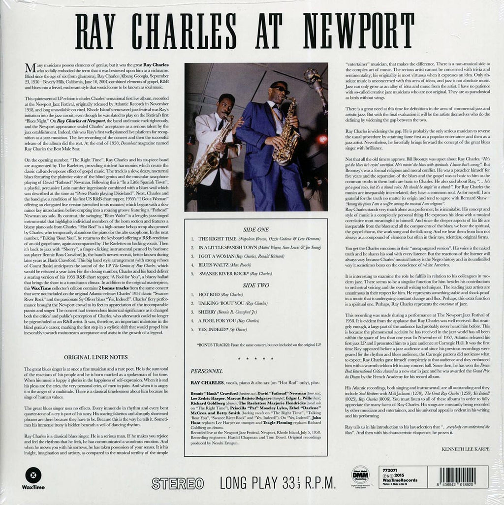 Ray Charles - At Newport (+2 bonus tracks) (ltd. ed.) (180g) vinyl LP back cover