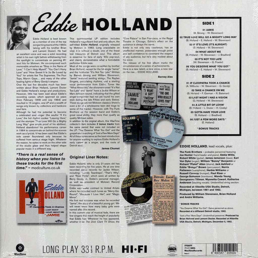 Eddie Holland - Eddie Holland (+2 bonus tracks) (ltd. ed.) (180g) vinyl LP back cover