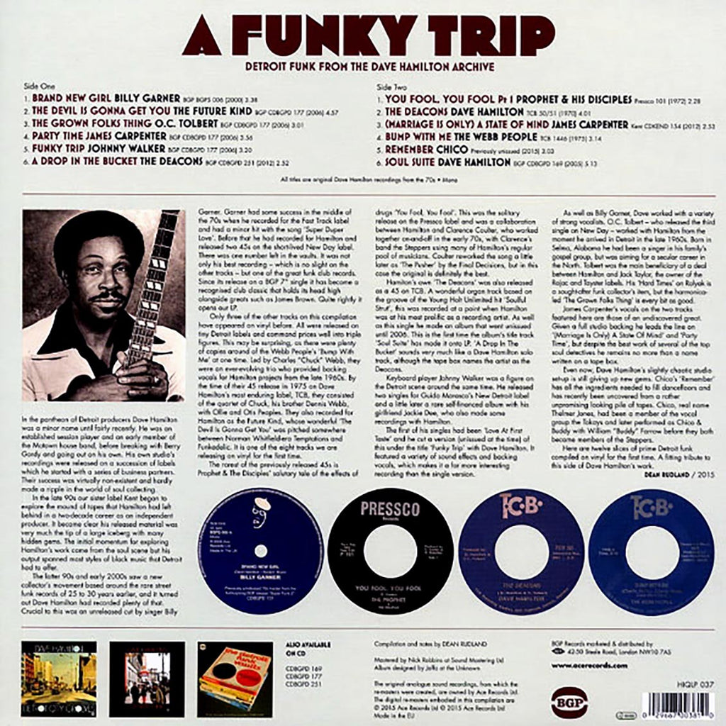 Various - A Funky Trip: Detroit Funk From The Dave Hamilton Archive (180g) vinyl LP back cover