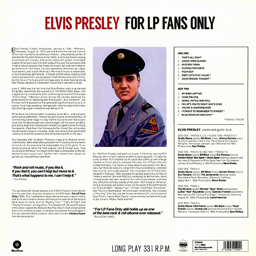 Elvis Presley - For LP Fans Only (+4 bonus tracks) (ltd. ed.) (180g) vinyl LP back cover