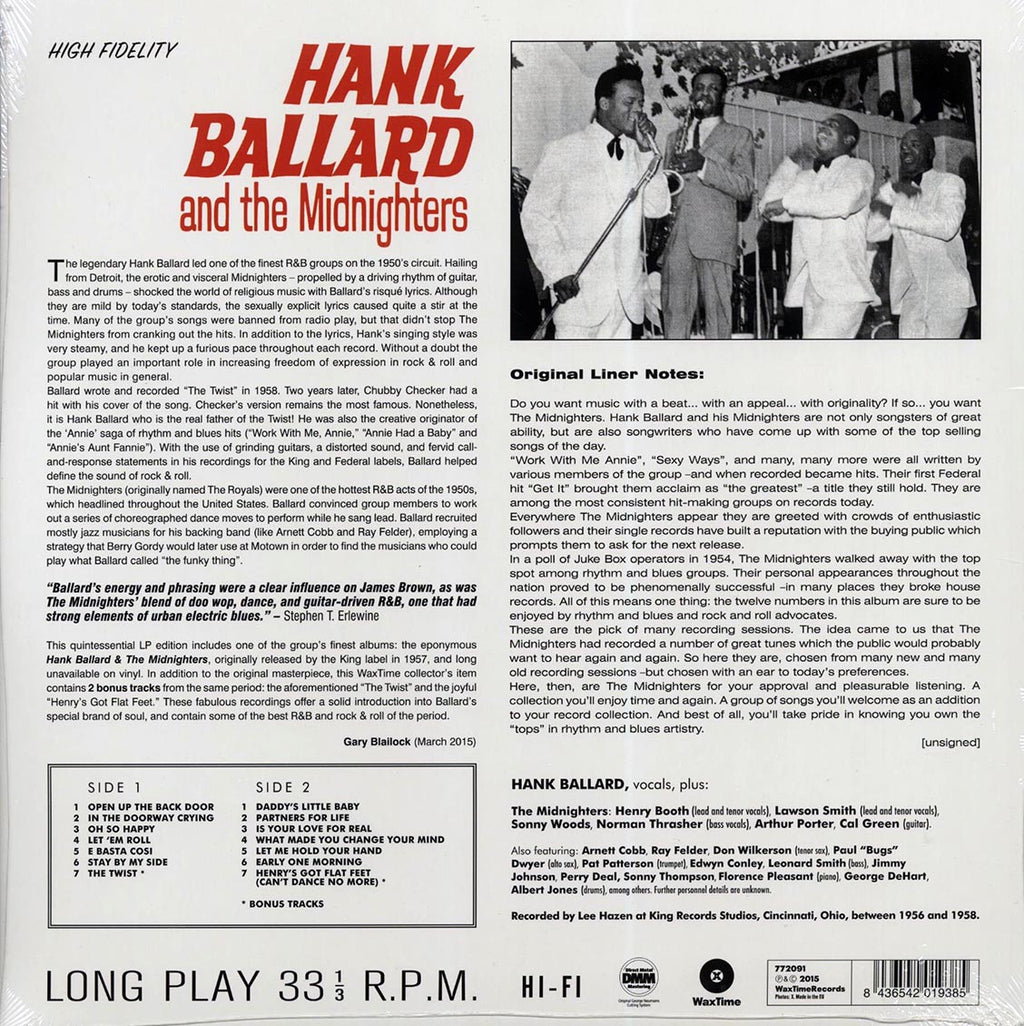 Hank Ballard & The Midnighters - Hank Ballard & The Midnighters & The Midnighters (+2 bonus tracks) (ltd. ed.) (180g) vinyl LP back cover