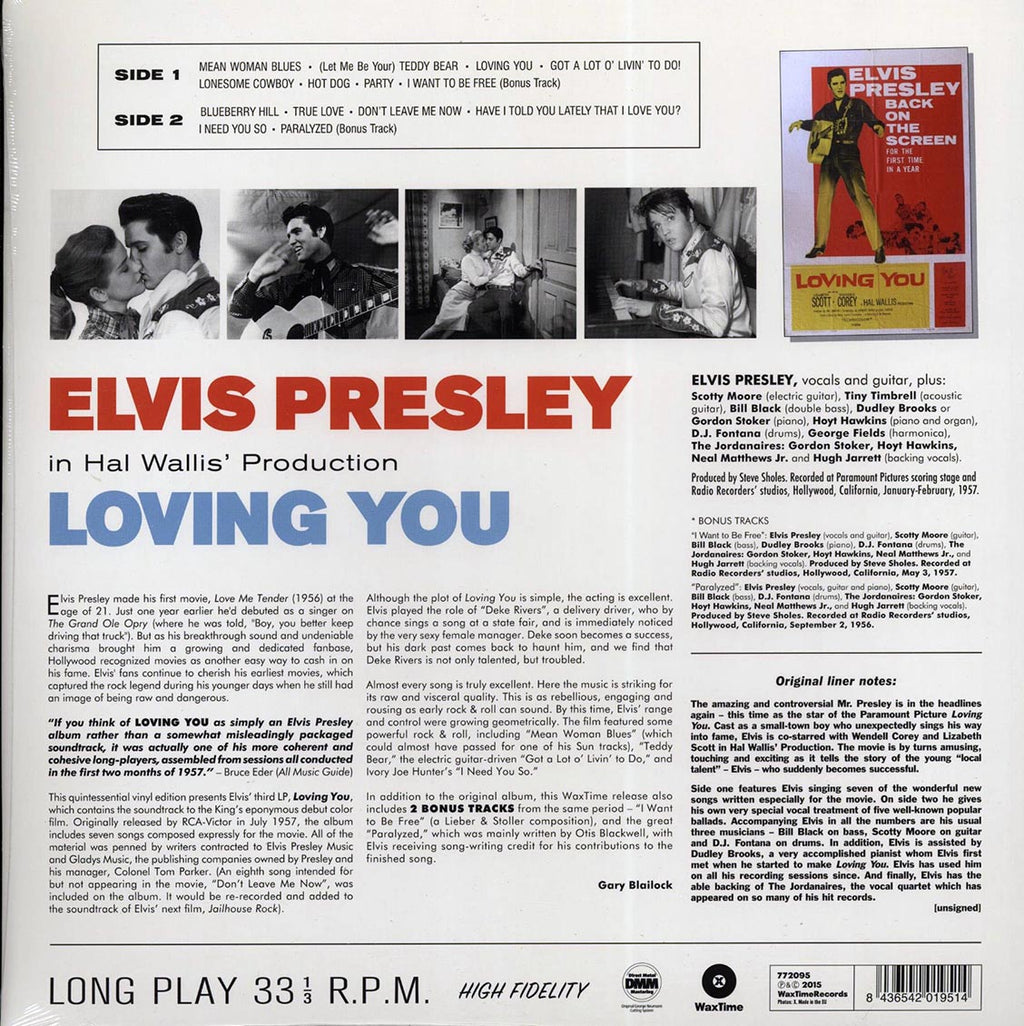 Elvis Presley - Loving You (+2 bonus tracks) (ltd. ed.) (180g) vinyl LP back cover