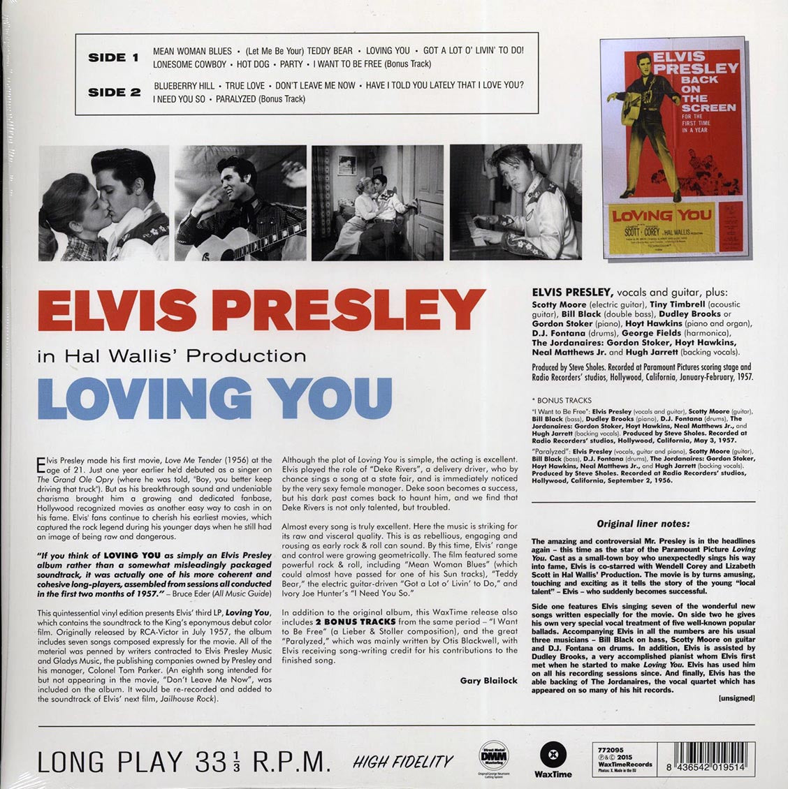 Elvis Presley - Loving You (+2 bonus tracks) (ltd. ed.) (180g) vinyl LP back cover