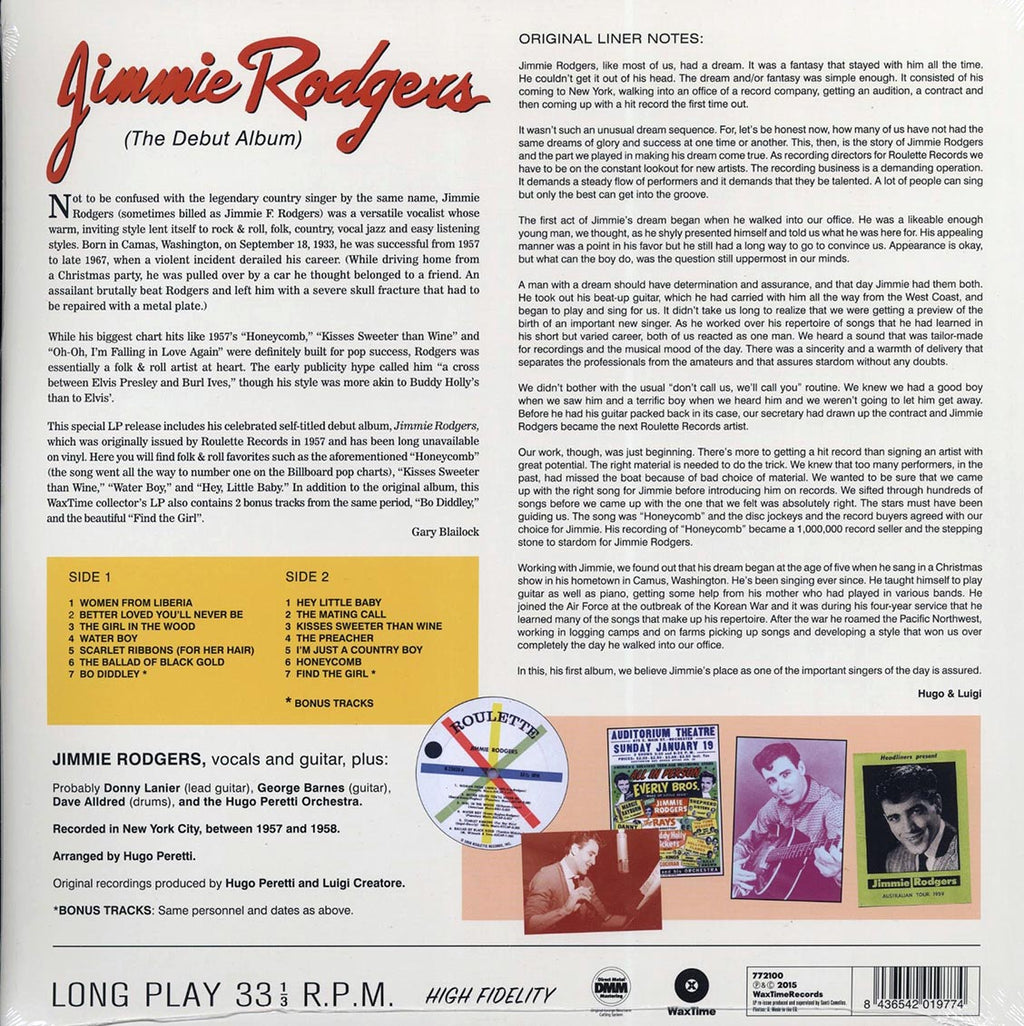 Jimmie Rodgers - Jimmie Rodgers (The Debut Album) (+2 bonus tracks) (ltd. ed.) (180g) vinyl LP back cover
