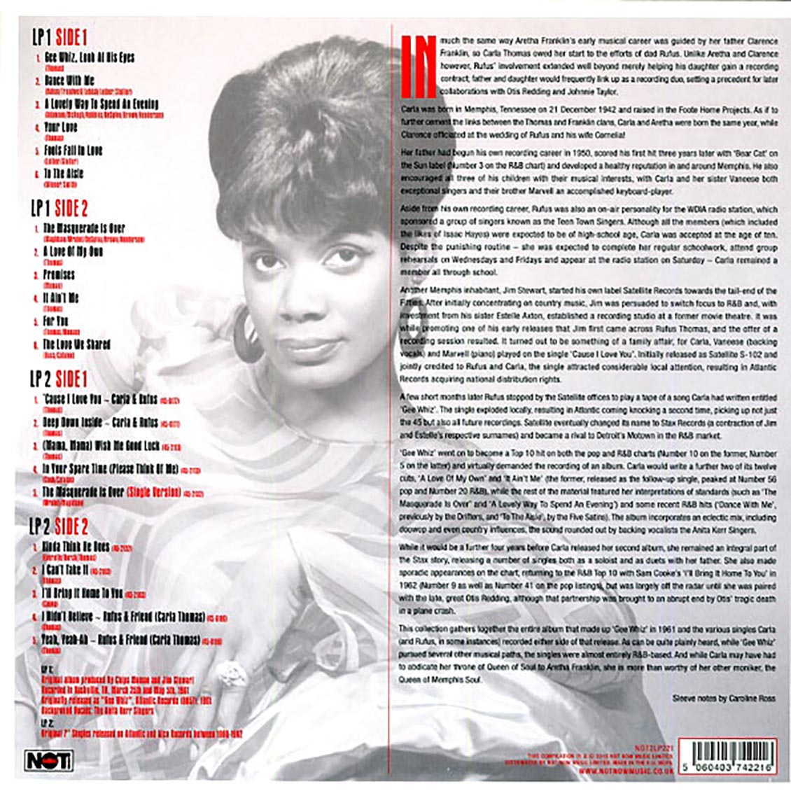 Carla Thomas - Gee Whiz (2xLP) (180g) vinyl LP back cover