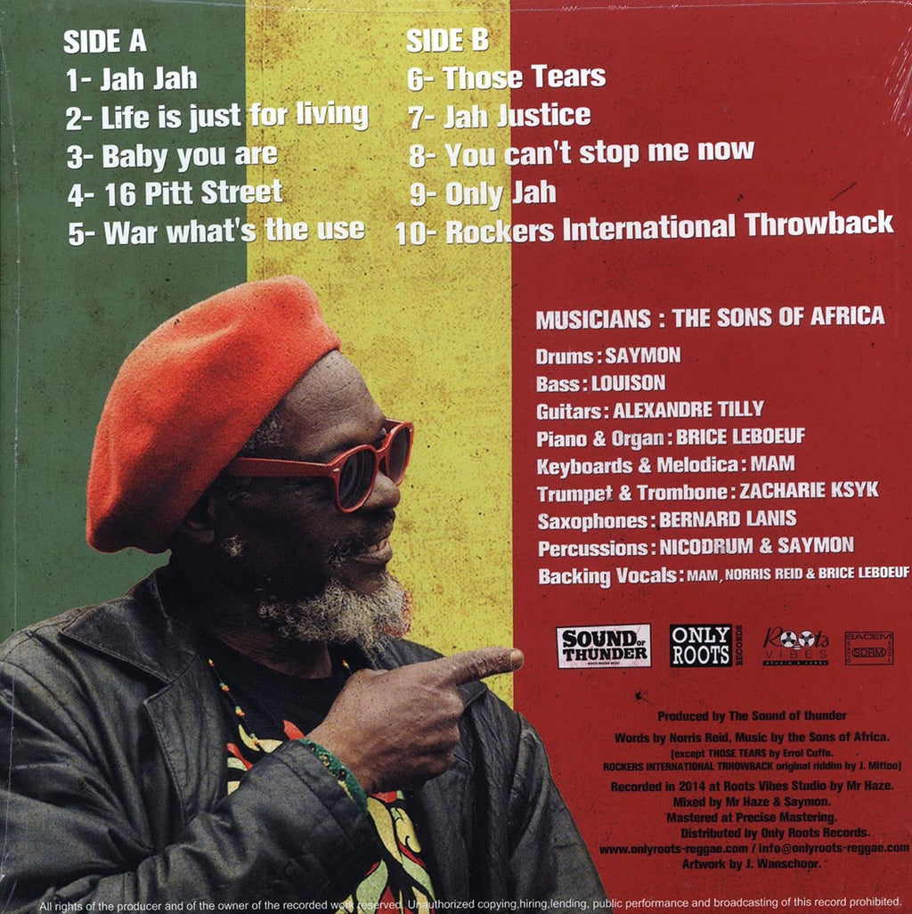 Norris Reid, The Sons Of Africa - Rockers International Throwback vinyl LP back cover