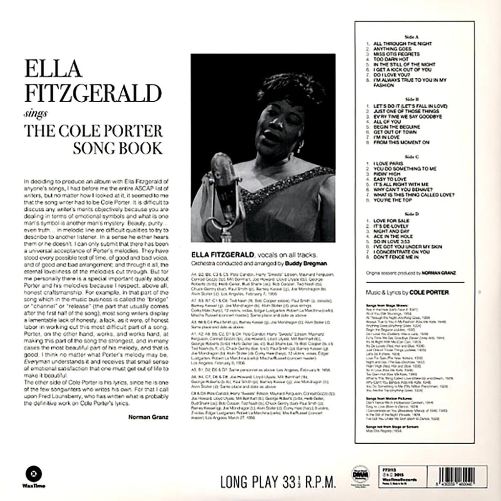 Ella Fitzgerald - Sings The Cole Porter Song Book (ltd. ed.) (2xLP) (180g) vinyl LP back cover