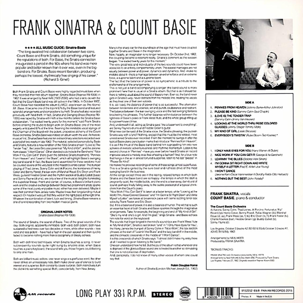 Frank Sinatra & The Count Basie Orchestra - Frank Sinatra & The Count Basie Orchestra (+2 bonus tracks) (ltd. ed.) (180g) vinyl LP back cover