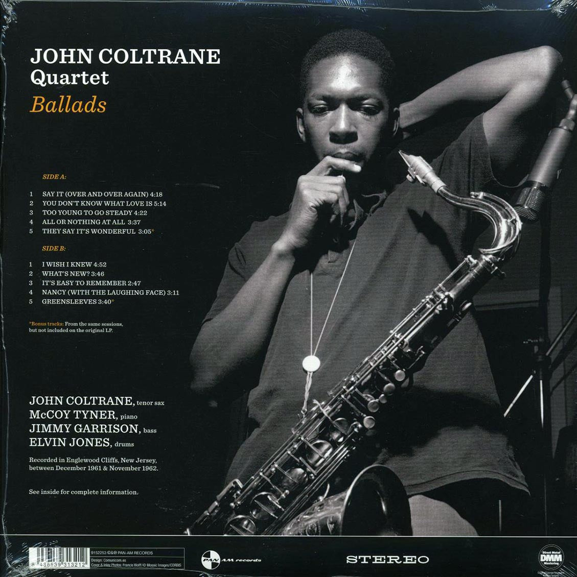 John Coltrane Quartet - Ballads (+2 bonus tracks) (ltd. ed.) (180g) vinyl LP back cover
